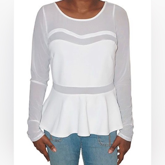 NWOT Material Girl White Sheer Mesh Blouse - Size M - Picture 1 of 2